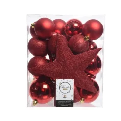 Decoris kerstballen - 34-dlg - rood - kunststof
