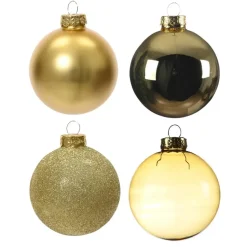 Decoris kerstballen - 42x - goud - glas - 5-6-7 cm