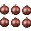Decoris kerstballen - 6x - oudroze - 8 cm - glas - mat