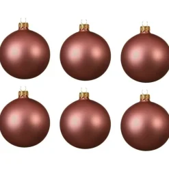 Decoris kerstballen - 6x - oudroze - 8 cm - glas - mat