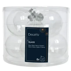 Decoris kerstballen - 8x - transparant - D7 cm - glas