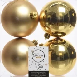 Decoris Kerstballen - 4x st - goud - 10 cm - kunststof