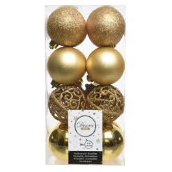 Decoris Kerstballen - 16x st - goud - D6 cm - kunststof