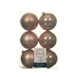Decoris Kerstballen - 6x st - toffee bruin - D8 cm - kunststof