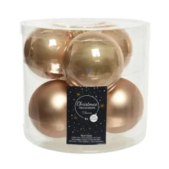 Decoris Kerstballen - 6x st - toffee bruin - 8 cm - glas