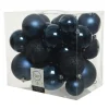 Decoris Kerstballen - 26x st - donkerblauw - 6-8-10 cm