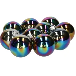 Decoris Kerstballen set - 10x st - glas - zwart/parelmoer - 6 cm