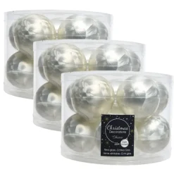 Decoris Kerstballen set - 10x - wit - glas - mat-glans - 6 cm