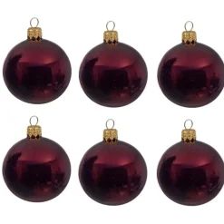 Decoris Kerstballen set - 6x stuks - donker rood - glas - 6 cm