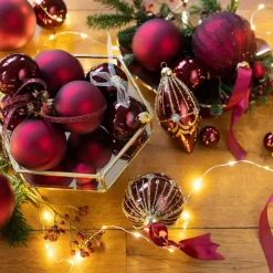 Decoris Kerstballen set - 6x stuks - donker rood - glas - 6 cm