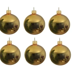Decoris Kerstballen set - 6x stuks - goud - glas - 6 cm - glans