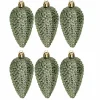 Decoris Kersthangers dennenappels - 6x - donkergroen - 8 cm