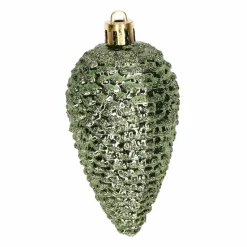 Decoris Kersthangers dennenappels - 6x - donkergroen - 8 cm