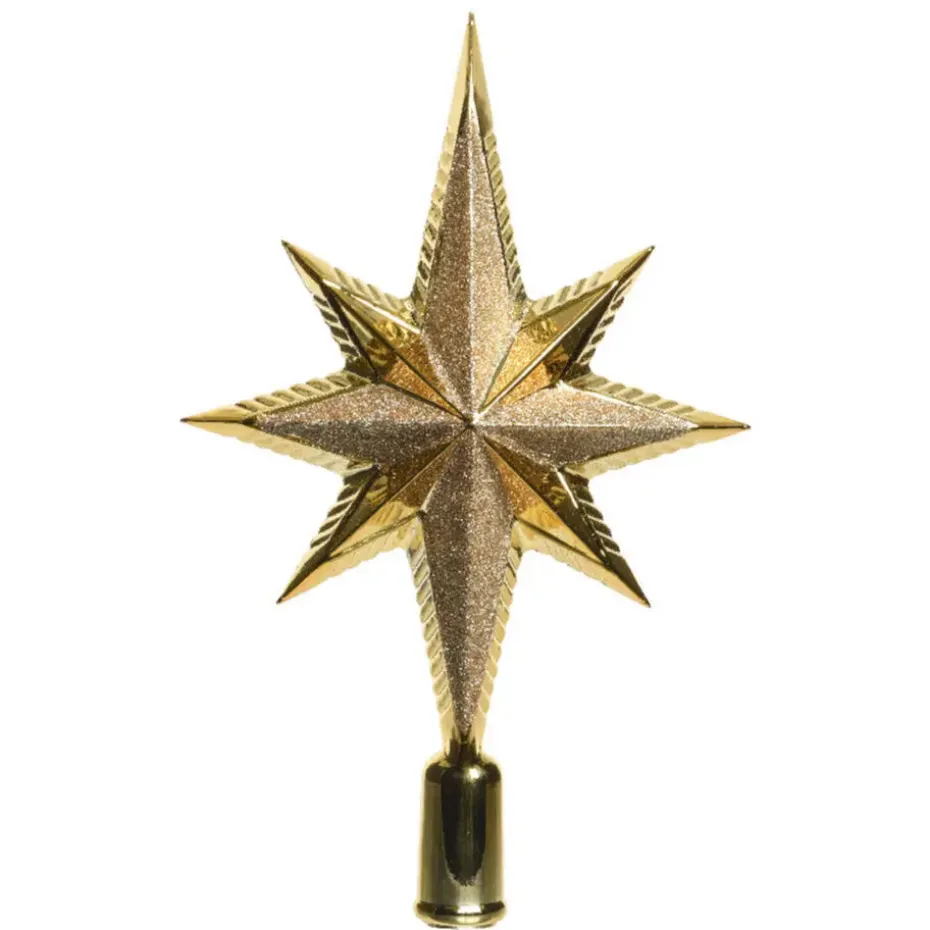 Decoris kerstpiek ster - goud - kunststof - 25,5 cm