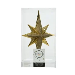 Decoris kerstpiek ster - goud - kunststof - 25,5 cm