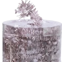 Decoris kerstslinger - dun - lichtroze - sterren - 700 x 3 cm