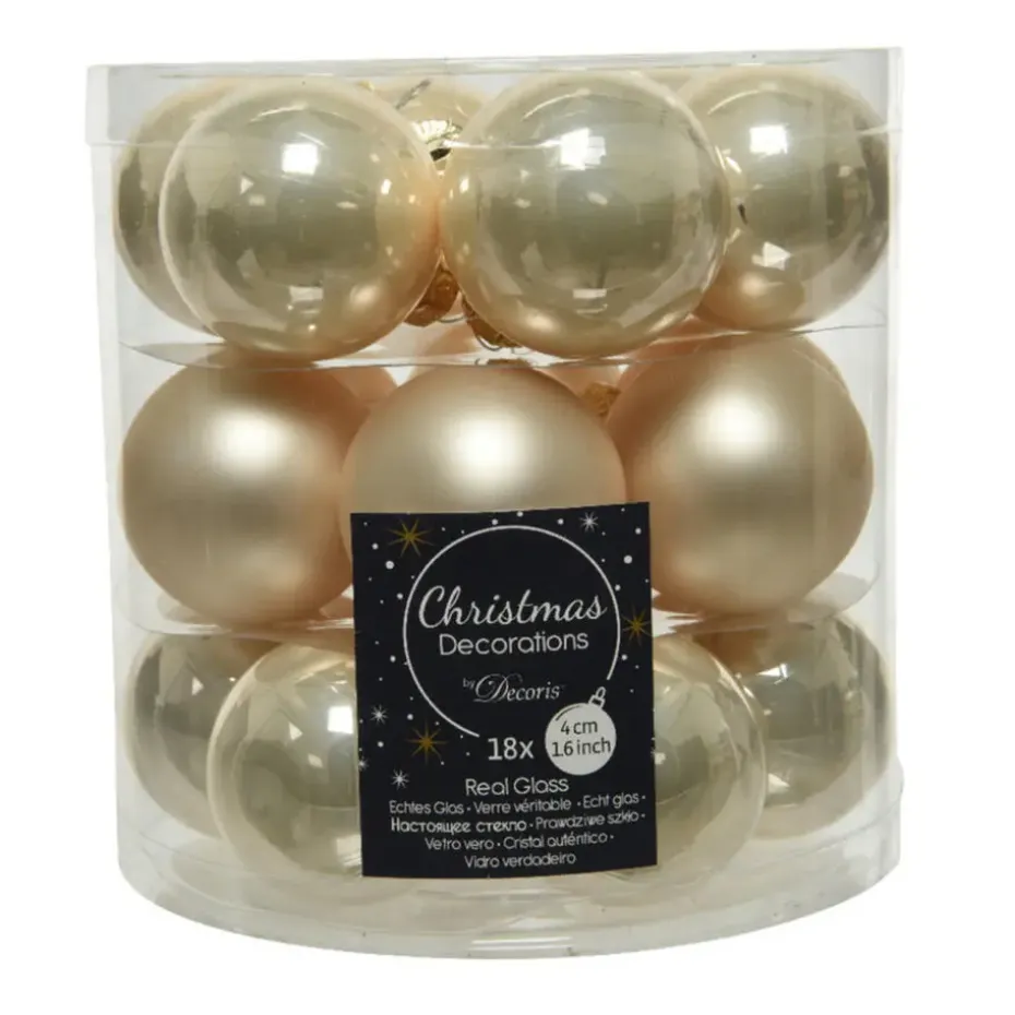 Decoris Kleine kerstballen - 18x - champagne - D4 cm - glas