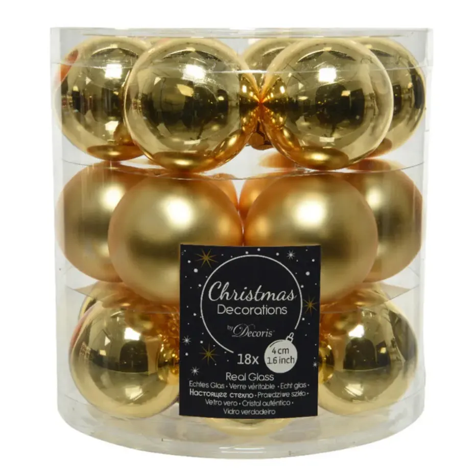 Decoris Kleine kerstballen - 18x - goud - D4 cm - glas