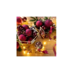 Decoris Kleine kerstballen - 18x - donkerrood - D4 cm - glas