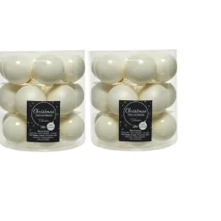 Decoris Kleine kerstballen - 18x - wol wit - D4 cm - glas