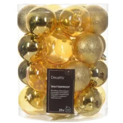 Decoris kunststof kerstballen - 25x stuks - 8 cm -goud