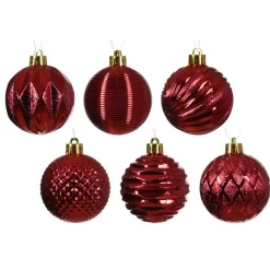 Decoris kunststof kerstballen luxe- 12x- 8 cm -rood