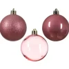 Decoris kunststof kerstballen - 25x stuks - 8 cm -oudroze