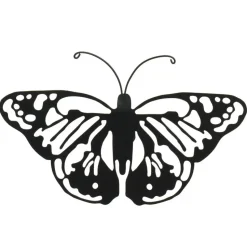 Decoris muurvlinder - tuindecoratie - zwart - metaal - 17 x 12 cm