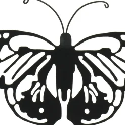 Decoris muurvlinder - tuindecoratie - zwart - metaal - 17 x 12 cm