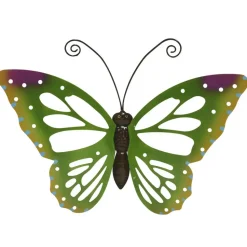 Decoris Tuindecoratie vlinder - groen - metaal - 51 x 38 cm