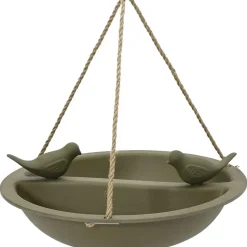 Decoris Vogelbad - bamboe hout - donkergroen - drinkschaal - 27 cm