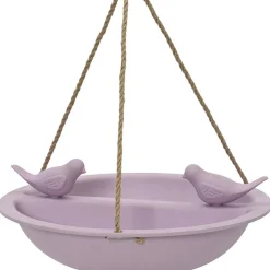 Decoris Vogelbad - bamboe hout - lila paars - drinkschaal - 27 cm
