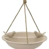Decoris Vogelbad - bamboe hout - beige - drinkschaal - 27 cm
