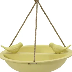 Decoris Vogelbad - bamboe hout - geel - drinkschaal - 27 cm