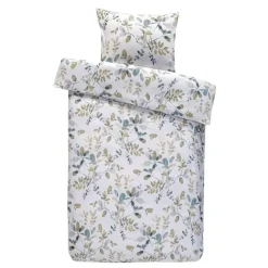Dekbedovertrek Carlijn botanisch - wit/groen - 140x200/220 cm