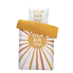 Dekbedovertrek Ella - wit/oker - 140x200 cm