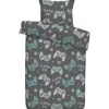 Dekbedovertrek Faas - antraciet/groen - 140x200/220 cm
