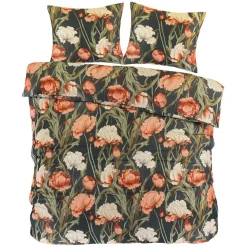 Dekbedovertrek Fleur - zwart/geel - 200x200/220 cm