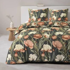 Dekbedovertrek Fleur - zwart/geel - 200x200/220 cm