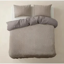 Dekbedovertrek Japandi 200x220 – Flanel Fleece – Zacht & Warm – Taupe