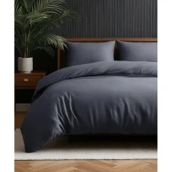 Dekbedovertrek Leaves 200x200 – Fluweelzacht Uni Design – Antraciet