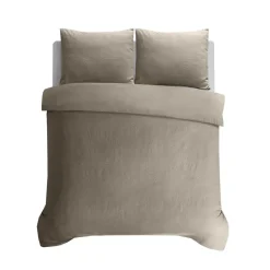 Dekbedovertrek Leaves 200x200 – Fluweelzacht Uni Design – Taupe