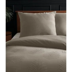 Dekbedovertrek Leaves 200x200 – Fluweelzacht Uni Design – Taupe