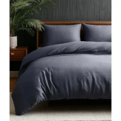 Dekbedovertrek Leaves 240x220 – Fluweelzacht Uni Design – Antraciet