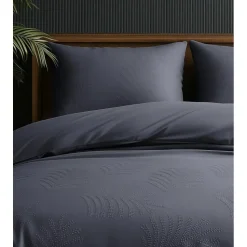 Dekbedovertrek Leaves 240x220 – Fluweelzacht Uni Design – Antraciet