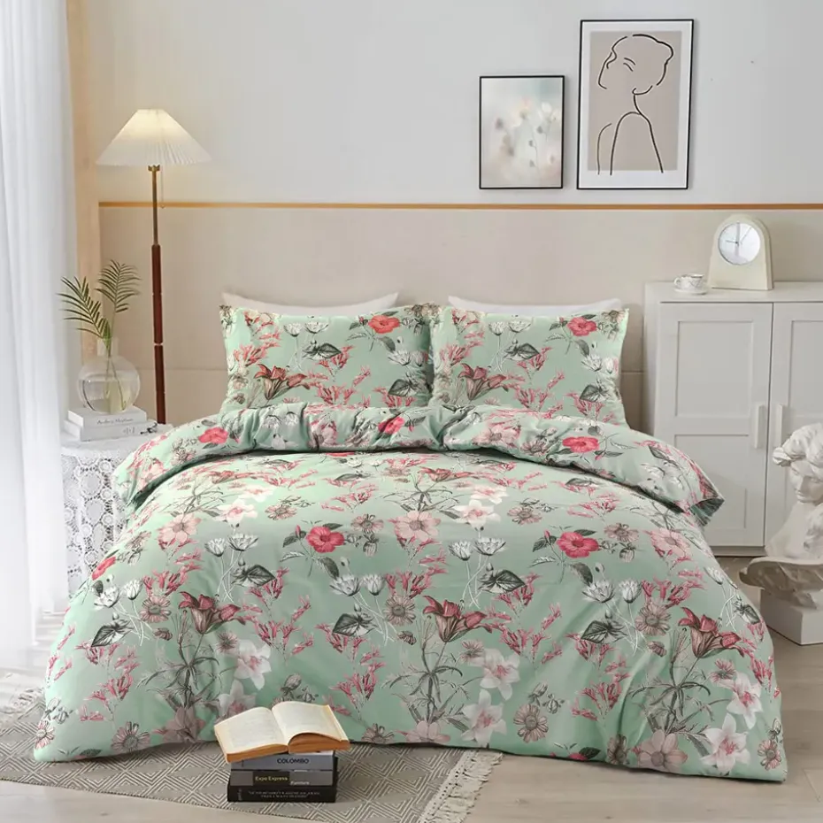 Dekbedovertrek Norah - groen - 140x200/220 cm