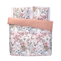 Dekbedovertrek Nova bloemen - wit/roze - 240x200/220 cm
