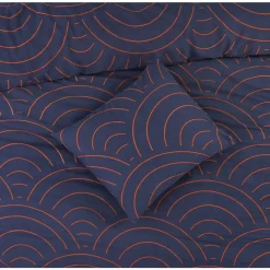 Dekbedovertrek Sendai grafisch - blauw/caramel - 200x200/220 cm