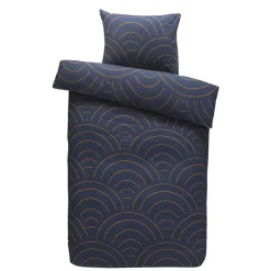 Dekbedovertrek Sendai grafisch - blauw/caramel - 140x200/220 cm