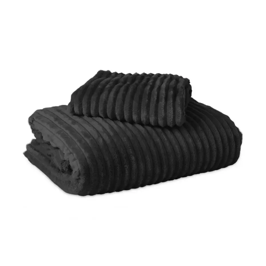 Dekbedovertrek Teddy Rib 240x220 – Fluweelzacht & Knus Design - Zwart